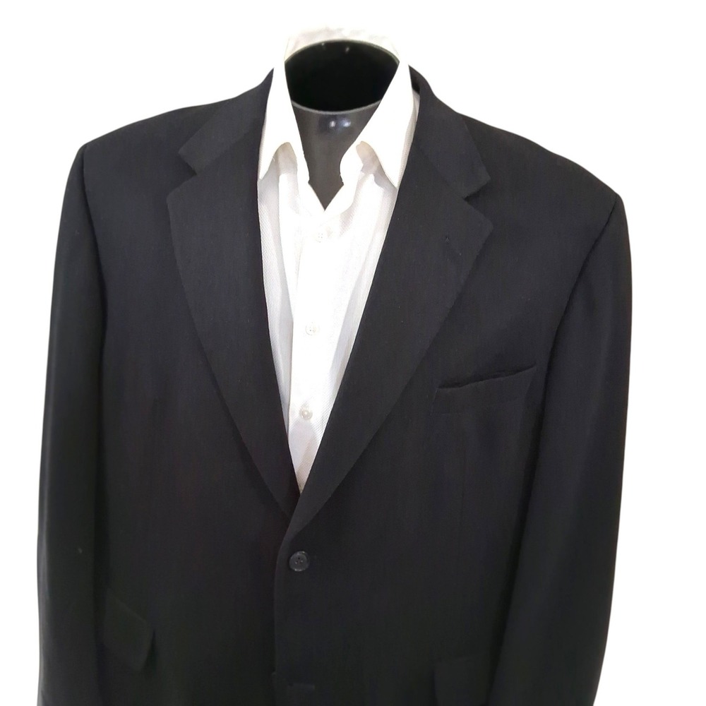 Pronto Uomo Blazer 48R‎ Black Solid 100% Cashmere Two Button Sport Coat Ventless